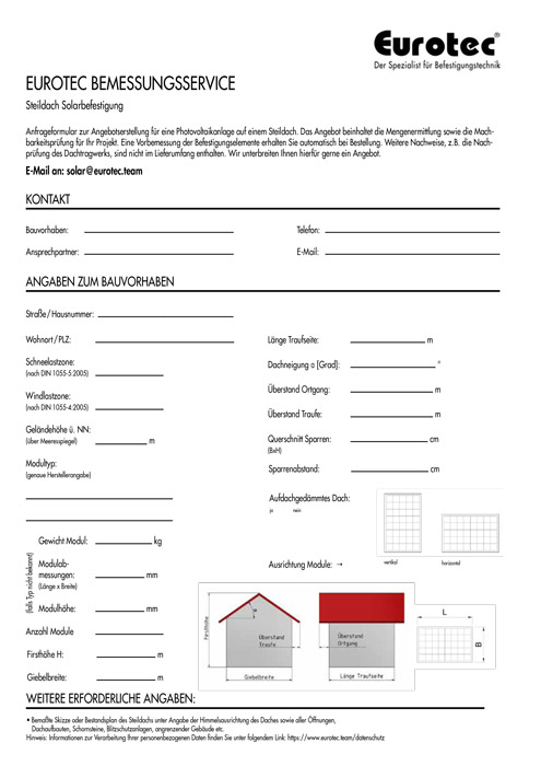 Servicio di dimensionamento Eurotec
